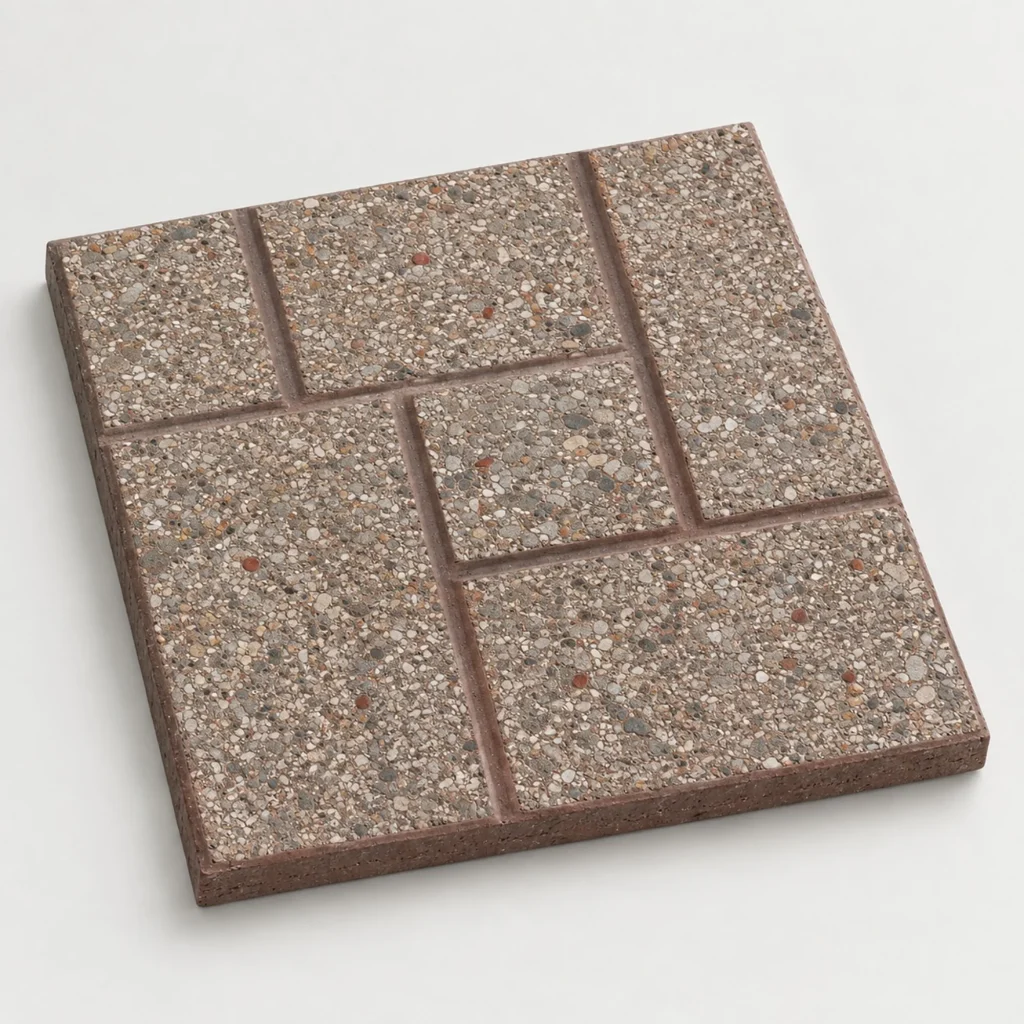 Brown aggregate tuff tile with cross groove design