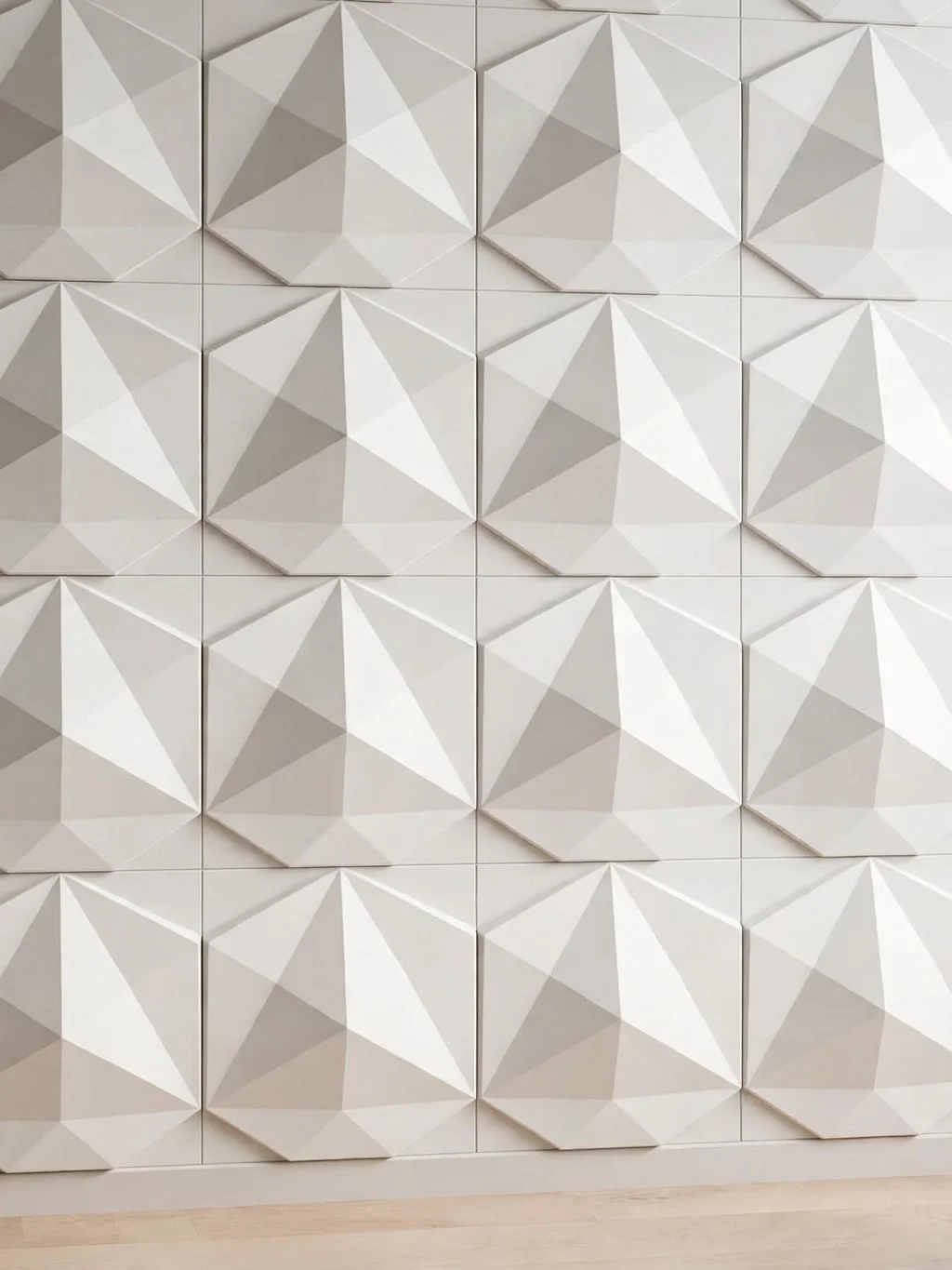 Diamond Star 3D Decorative Wall Tiles white installed