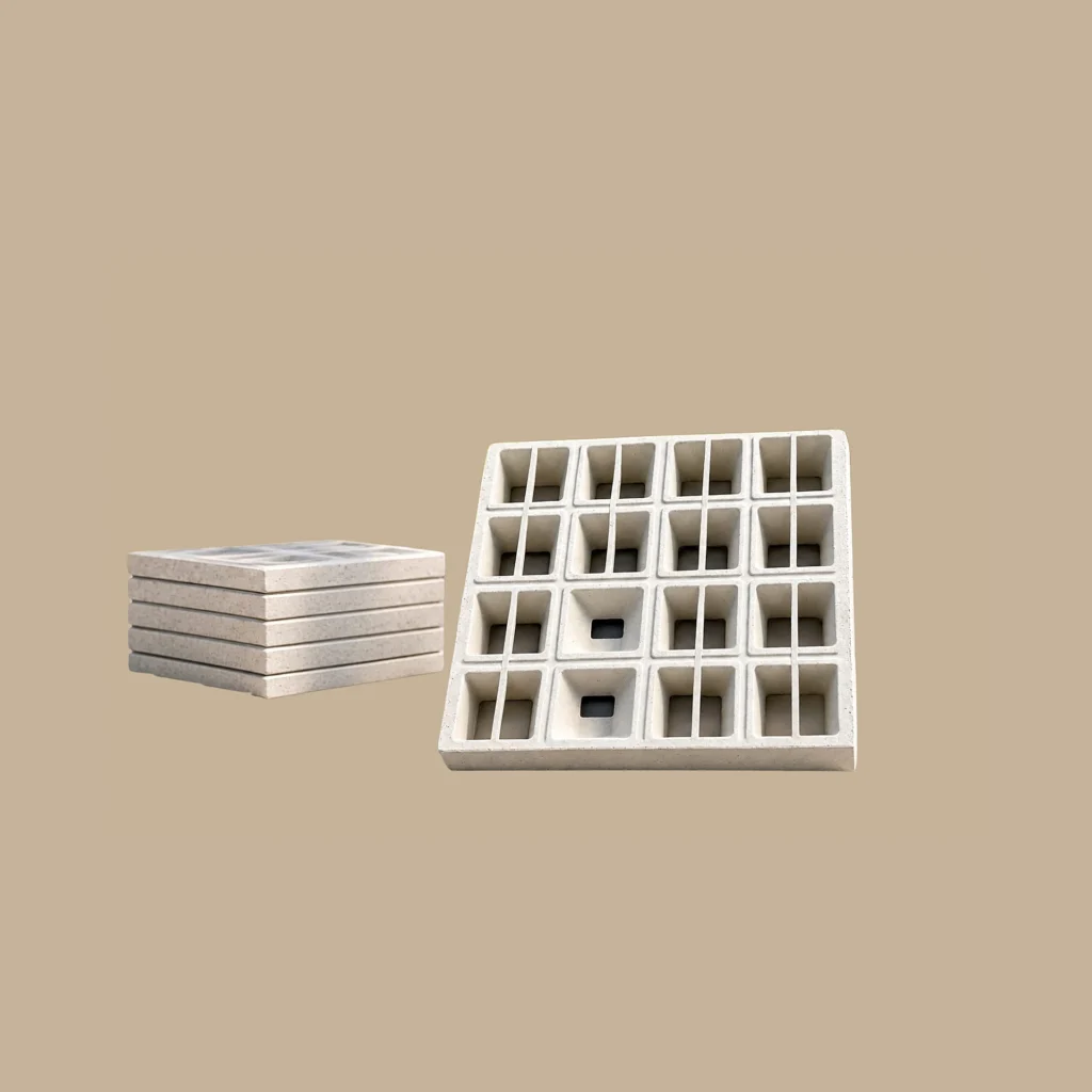 Linear Grid white cement jali design — Shah Tuff Tiles Karachi