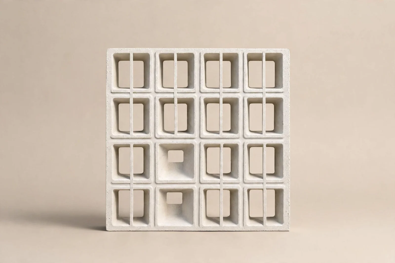 Linear Grid cement jali breeze block white Karachi - Shah Tuff Tiles