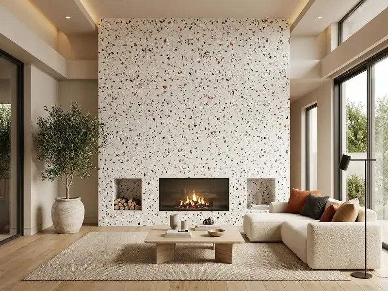 White terrazzo interior wall
